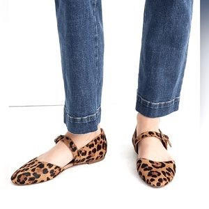 Madewell The Alina Mary-Jane Flat in Leopard Calf Hair